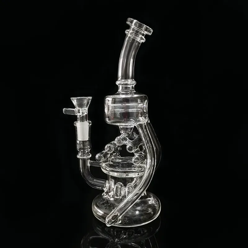 Bong di vetro trasparente spesso Pipa da fumo Forma di barca a vela Riciclatore Olio di vetro Dab Rigs Percolatore Tubi dell'acqua Giunto femmina con accessori per ciotola trasparente da 14 mm