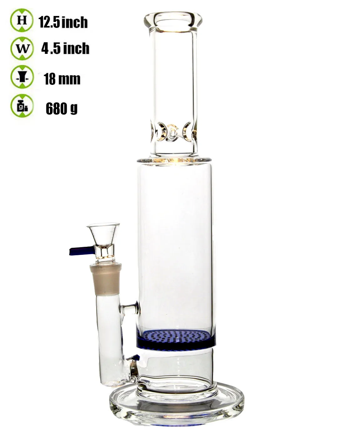 Wholesale Premium 12 Clear Glass Blue Water Bong With Incycler Oil Rigs And Turbine Percolator
