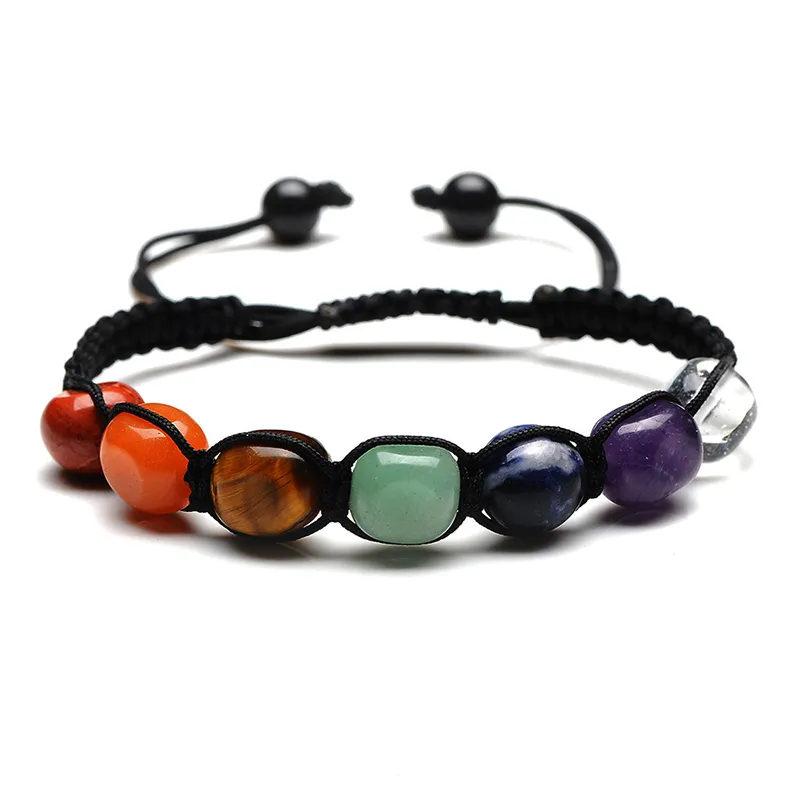 Natürliche Kristallstein-Armbandstränge, Chakra-Steine, Palm-Reiki-Heilstein, geflochtene Armbänder, Yoga-Geschenkzubehör