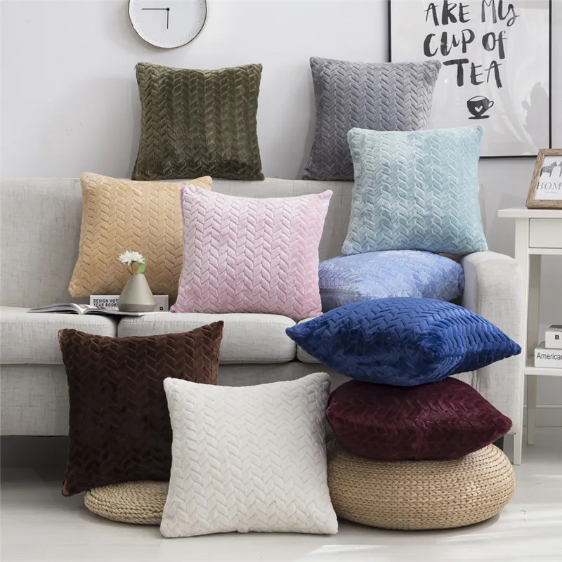 Throw Pillow Covers Textured Knitted Short Wool Velvet Plush Pillowcase Cushion Covers for Sofa Couch Bedroom