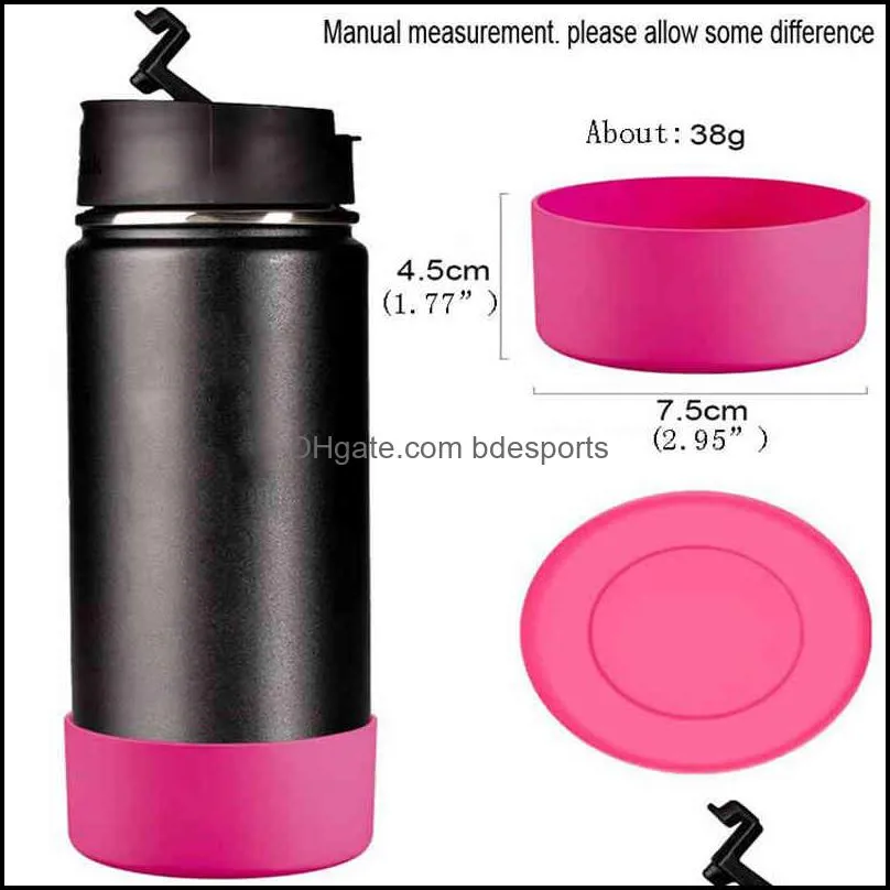 Household Sundries Stainless Steel Cup Silicone Base Glass Cups Heat Insulation Cover Sports Water Bottle Round Colorful Exquisite Durable