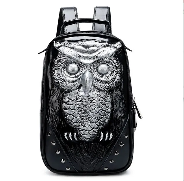 Mode 3D en relief hibou sac à dos sacs pour femmes hommes voyage Rivet giris sac personnalité étanche dame Cool sacs d'école