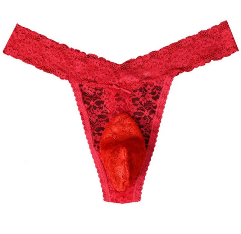 Mens Lace Thong G String Sissy Pouch Sexy Gay Underwear Panties Bikini  Underwear Briefs Lingerie Black Red White L XL XXL From Jessie06, $2.62