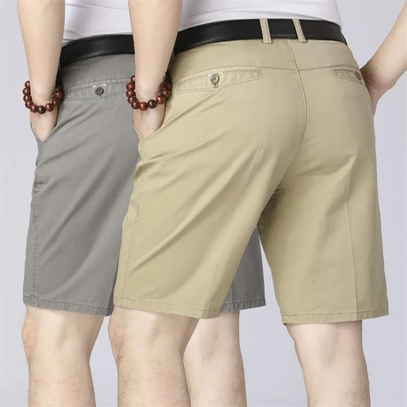 Cadeau du père hommes Cargo Shorts été hommes décontracté 100% coton pantalon court Sport couleur unie genou longueur mâle 220301