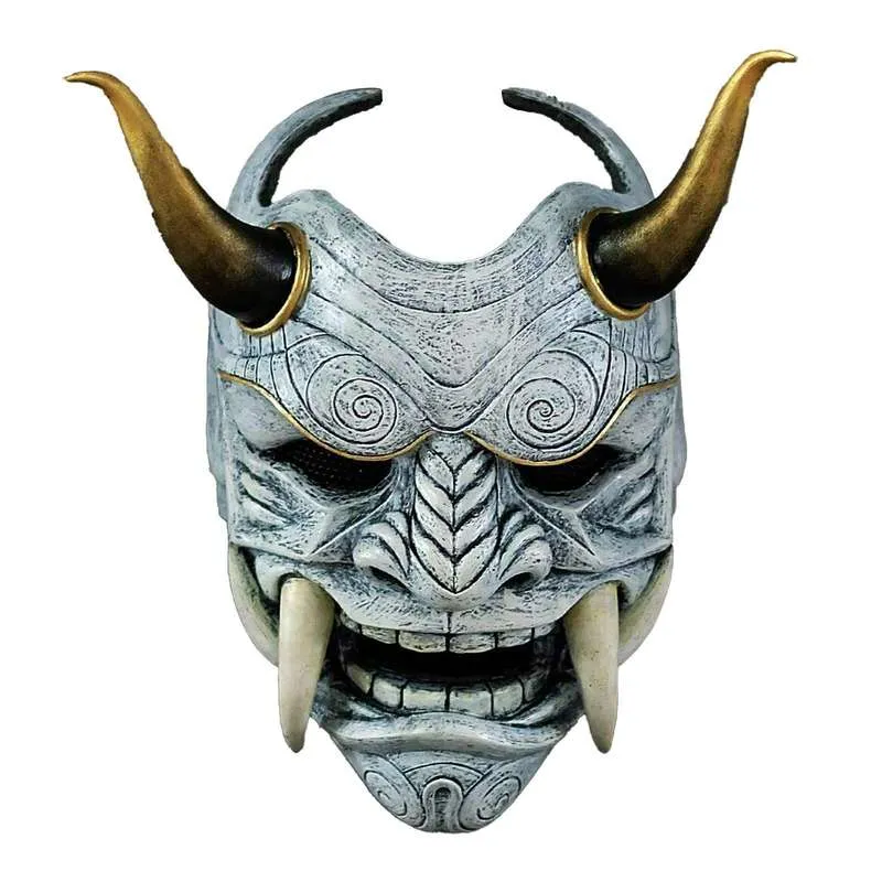 Adulto unisex halloween rosto máscaras japonês hannya demônio oni samurai noh kabuki prajna diabo máscara látex festa máscaras 220303