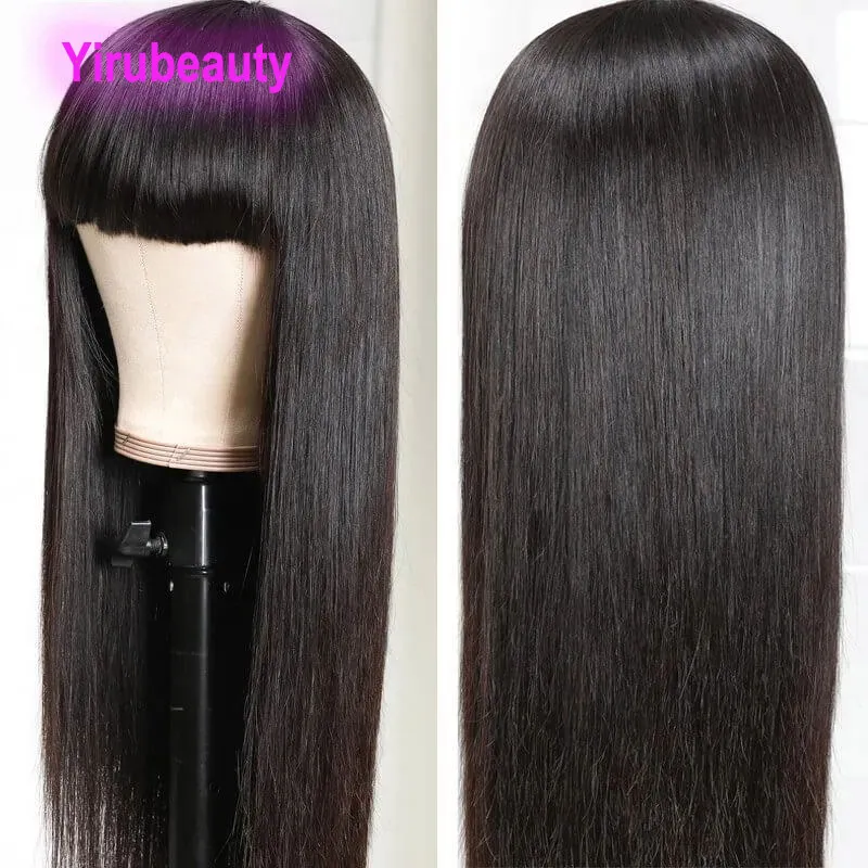 100% Menselijk Haar Peruaanse Maagd Haar Natuurlijke Kleur Rechte Full-machine Pruiken Geweven Hoofddeksels Body Wave Capless Pruiken 10-32inch