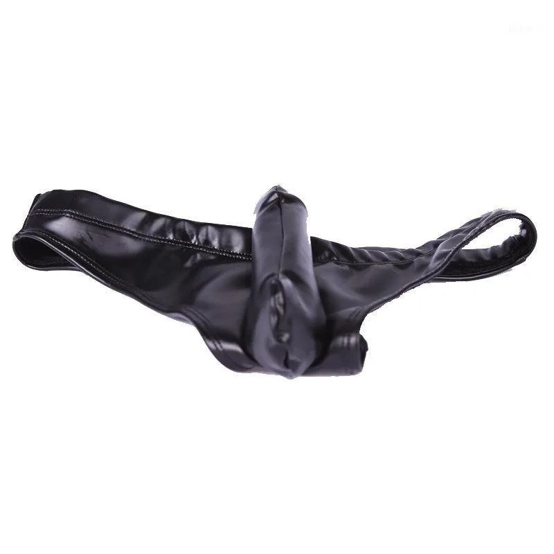 Mutandine da donna MS Sexy Men PU Faux Leather U Convex Briefs Blingerie G-String GAY Latex Latex Micro Mini Breve Bikini Penis Borsa Abbigliamento Fetish1