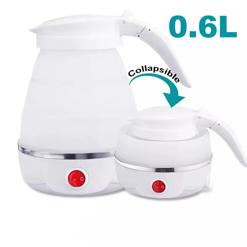 Czajnik elektryczny Silicone Travel Mini Składane Czajniki Elektryczne 220 V 680W Przenośny Kocioł wodny Składany Kemping Czajnik 600ml