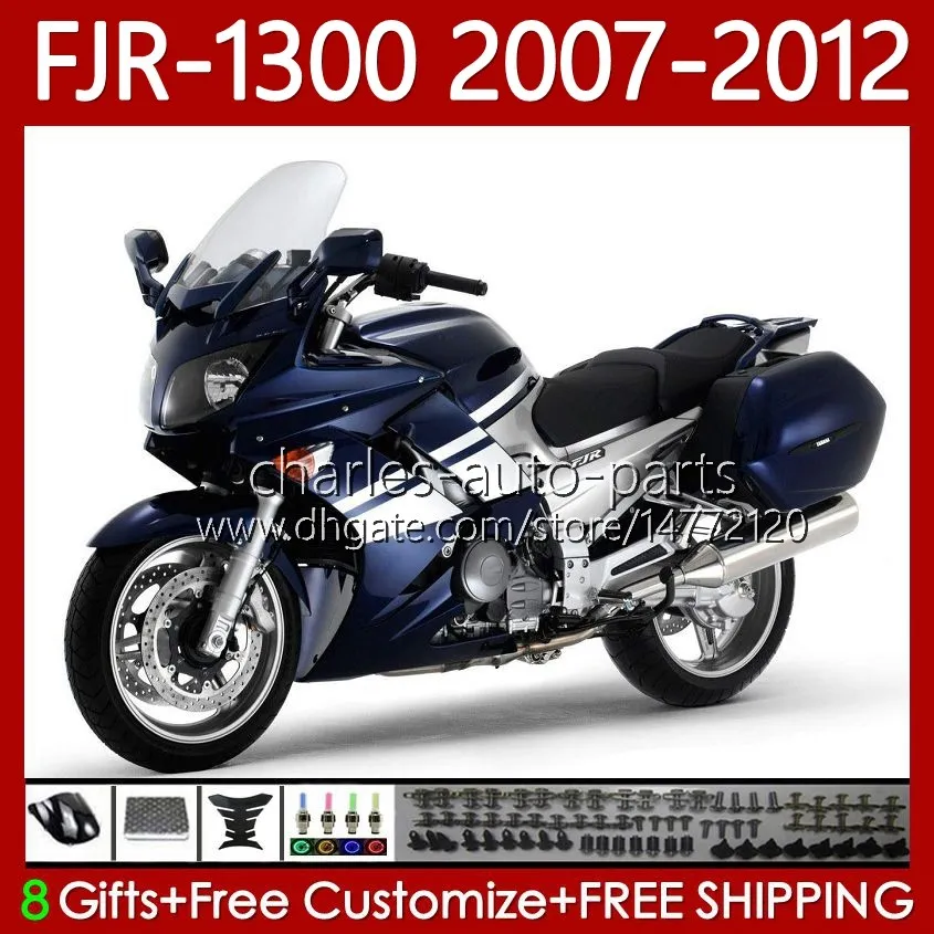 YAMAHA FJR-1300 FJR 1300 A CC FJR1300A 01-12 MOTO BODYS 108NO.7 FJR1300 07 08 09 10 11 12 FJR-1300A 2007 2008 2009 2010 2012 Koyu Mavi Fairing Kiti