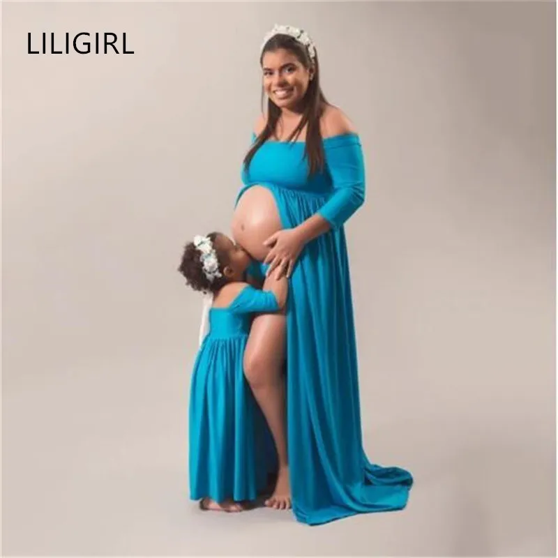 Family Matching Long Sleeve Mother Daughter Maternity Photoshoot