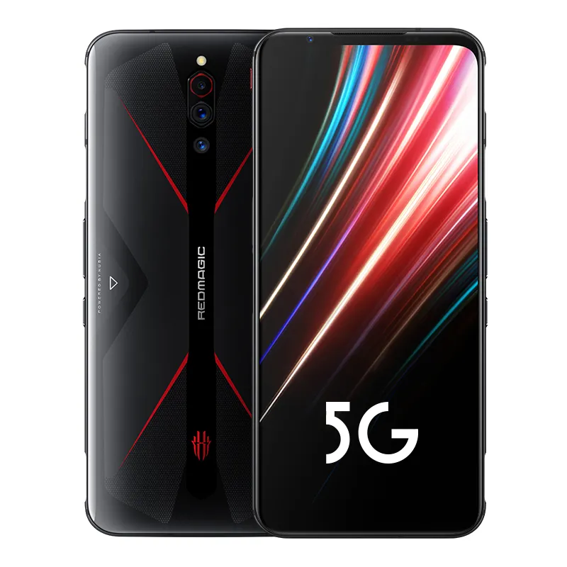 Original Nubia Red Magic 5G LTE Mobiltelefon 8GB RAM 128GB ROM SNAPDRAGON 865 OCTA Core Android 6.65 "64.0mp Fingerprint ID Smart Cell Phone