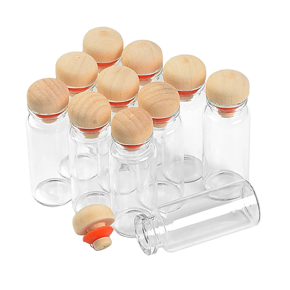 18 ml transparante mini glazen fles hebben harde hout rubberen stoppers kunnen gebruiken als snoepvoerpot of woninginrichting Geschenken Fials