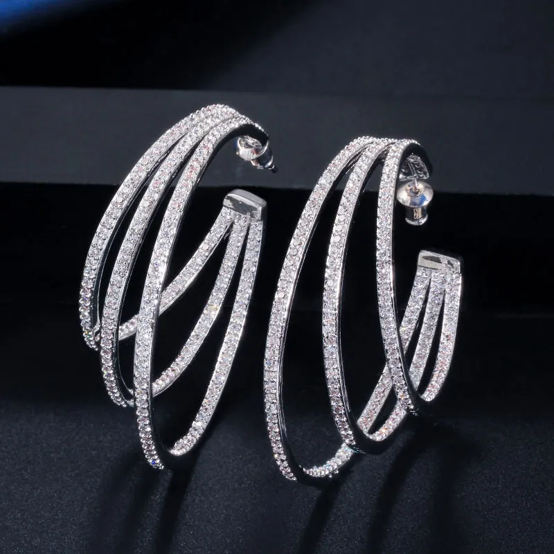 Новая мода модный золотой серебро цветов микро настроек CZ Hoops серьги для девочек женщин для свадьбы украшения приятный подарок