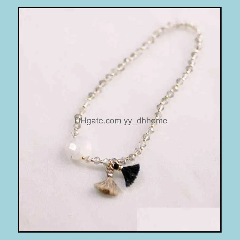 Zooying beads elastic bracelet with gold disc charm for women