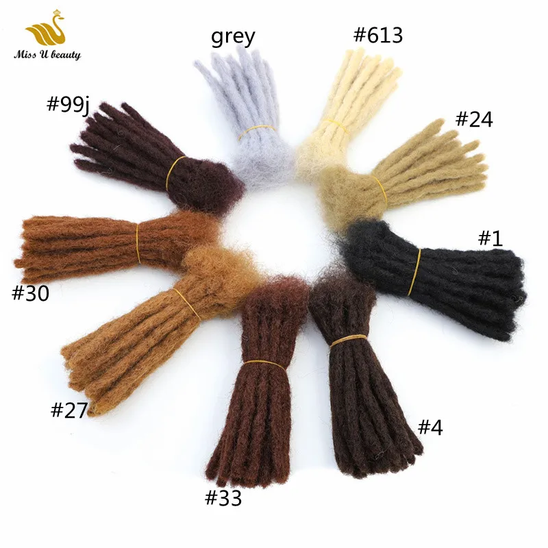 20 stks Menselijk Haar Dreadlocks CrochetedHair Hand Gebonden Humanhair Extension Silver Color Blond Brown Black