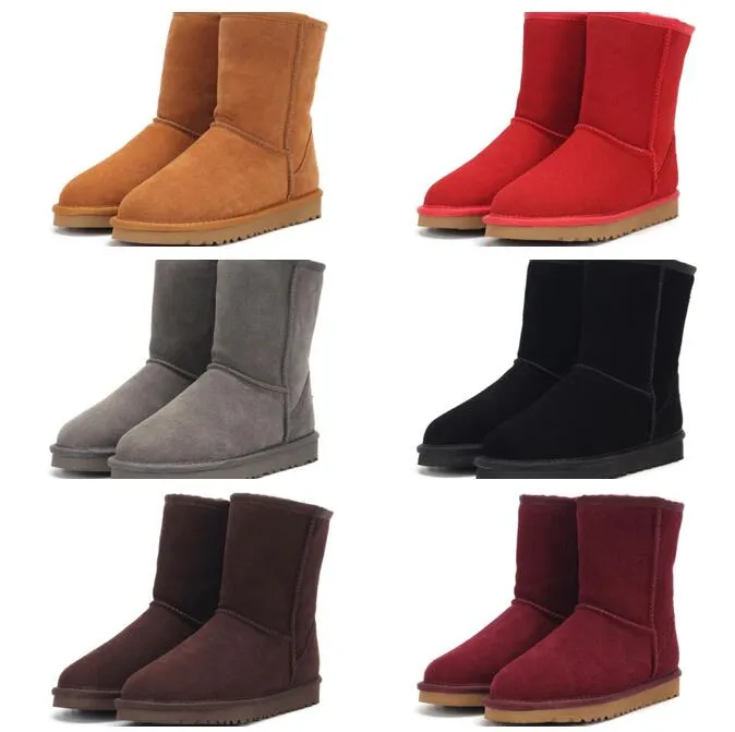 Women s Genuine Leather Sheepskin Snow Boots Warm Winter Ankle Boots with Plush Lining Waterproof Slip On Purple Pink Beige Black Brown Red
