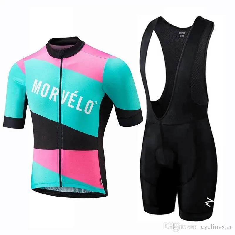 Morvelo Team 2020 Men Cycling Jersey bib shorts suit Summer Quick Dry Short Sleeve cycling outfits Road Bike uniform Sportswear Y122704