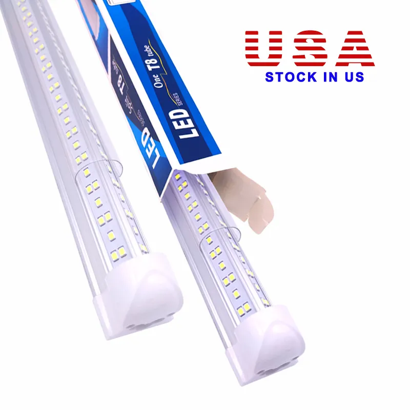 144W T8 LED Shop Tubes Light Integrado 8 pés 72 Watt V em forma (270 graus de visão ângulo) 6000K Limpar lente plugue e play tube iluminação