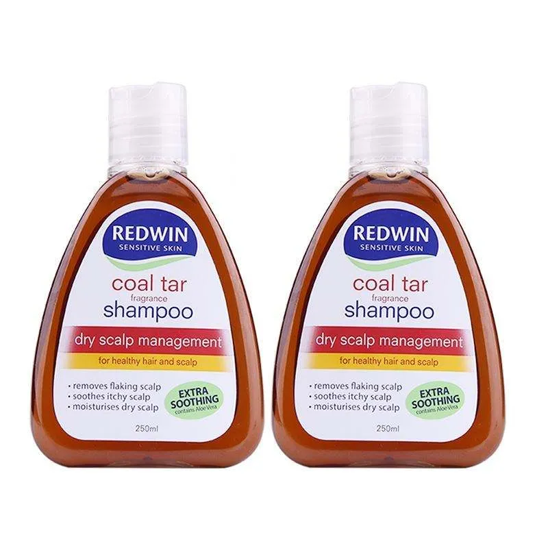 2 X Australia Redwin Coal Tar Shampoo 250ml pH Balanced Formula for Soothe Flaking Scalp Healthy Silky Clean Hair Scalp 250ml