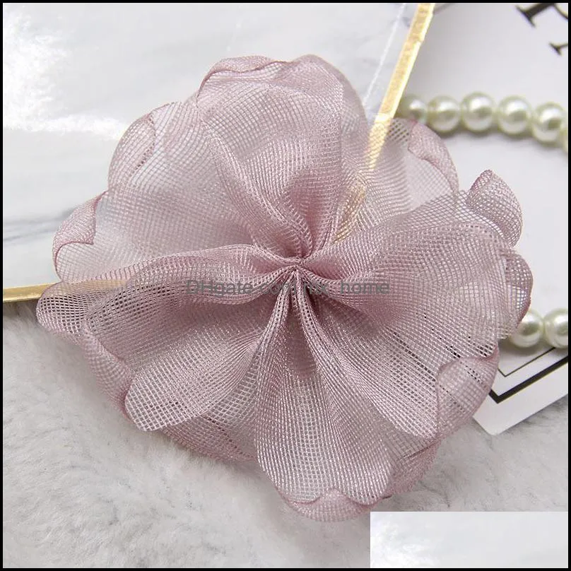 Decorative Flowers & Wreaths 5pcs Net Yarn Diy Burnt Edge Fabric Flower Hairpin Jewelry Accessories Cap