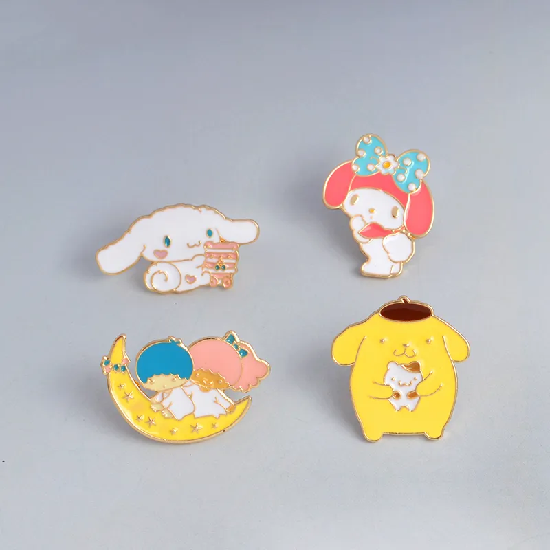 4 pçs / set kawaii coelho filhote my melodia esmalte pinos colarinho chapéu lapela japonês desenhos animados coelho