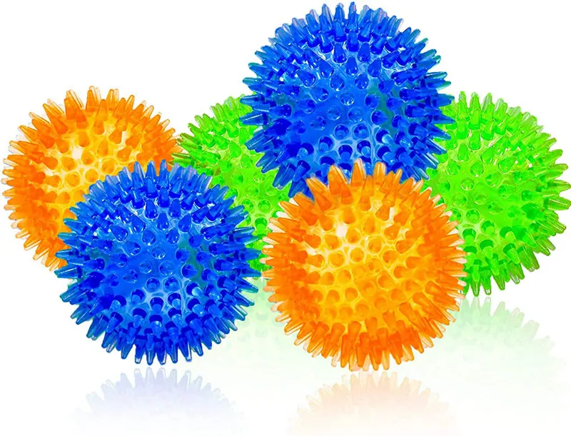 Dog Spiky Ball Toys Dog Squeaky Chew Balls with Ultra Bouncy Durable TPR Rubber Dog Toys Ball for Puppy Teething Toys and Pet Cleans Teeth