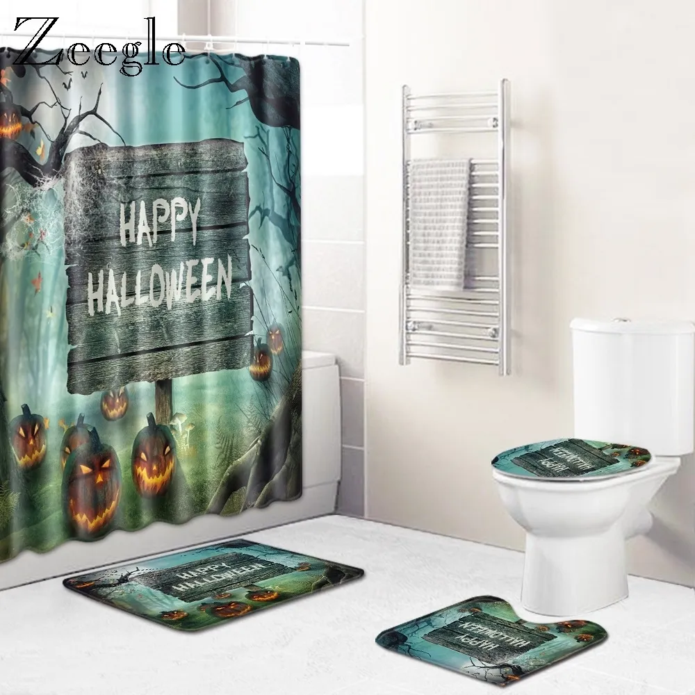 Zeegle Shower Curtain and Bath Mat Set Non Slip Bathroom Carpets Absorbent Toilet Pedestal Rug Soft Foot Mat Washable Toilet Set