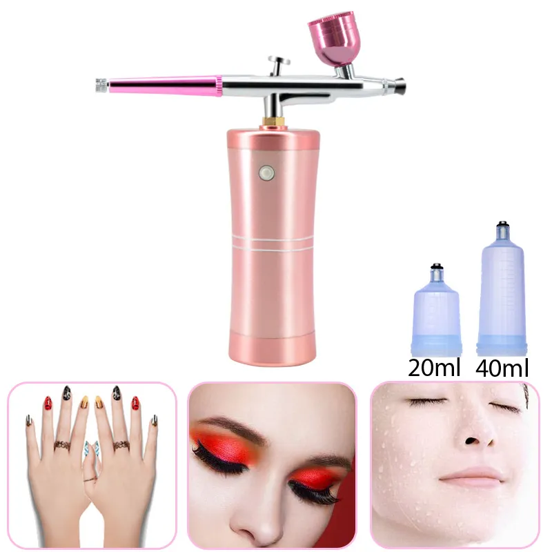 Skönhetsmunstycke Dual Action Tattoo Airbrush Kit Luftborste Kompressor Syre Jet Luftborste Paint Spray Gun för Nail Art Cake Hydration Tool