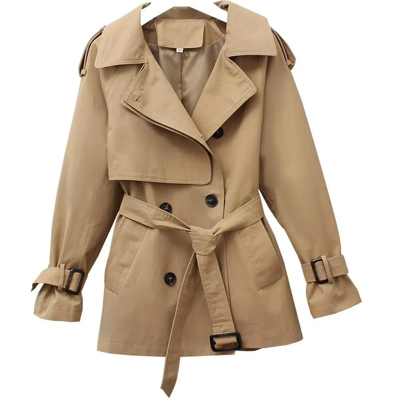 Женские куртки 2021 весенняя осень осенью пальто женщин повседневная тонкая двойная грудная ветровка женское пальто сальто тонкий туалетные пальмы P526
