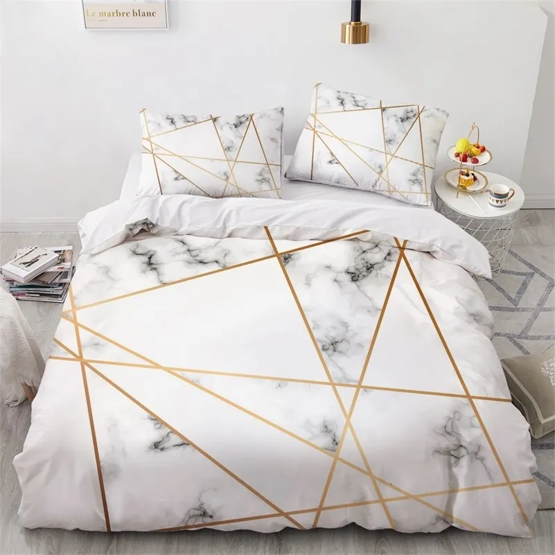 Set di biancheria da letto semplice 3D Marbling Duvet Quilt Cover Set Consolatore Biancheria da letto Federa King Queen Full Double Single Home Textil 201210