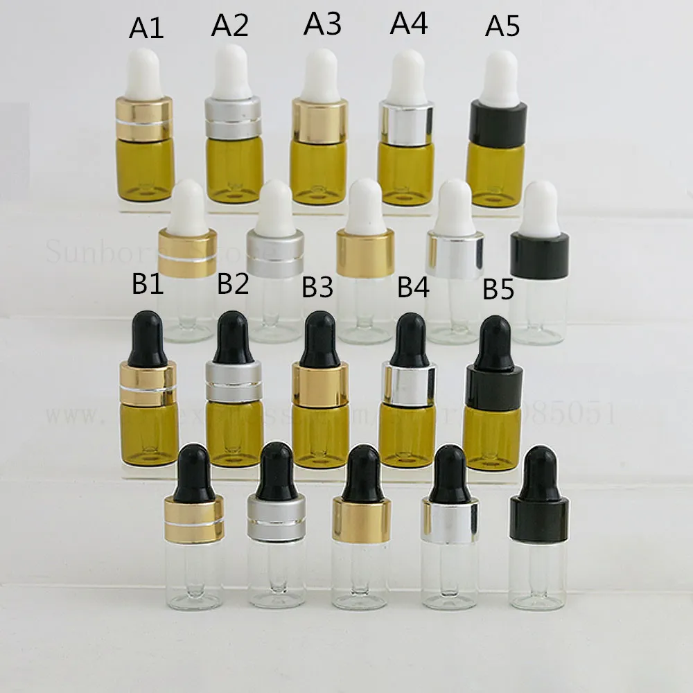 Empty PET Aluminum Dropper Oil Essential Bottle Refillable Drop Liquid Pipette Bottles Mini Sample bottle 2ml 3ml 500pcs