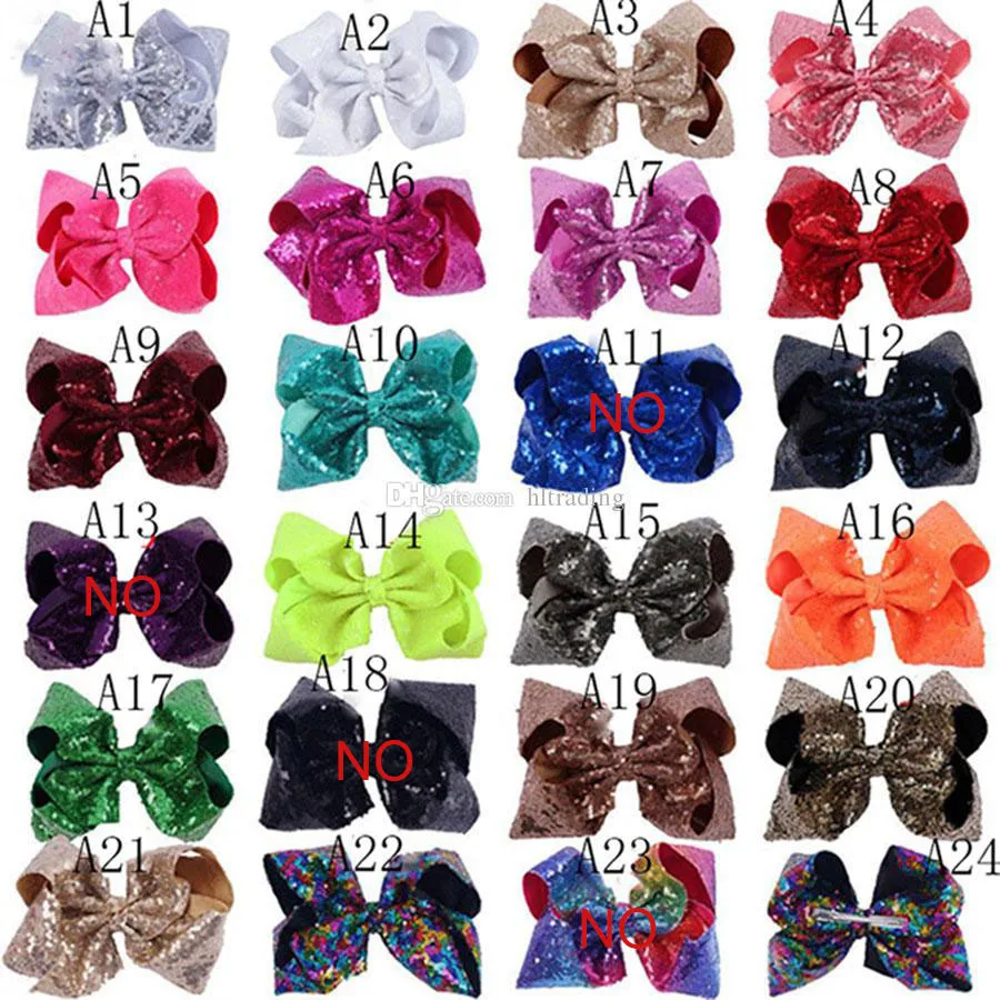 2020 Dzieci Cekiny Bow Hairpin Baby Girls Mermaid Hair Bow Cartoon Akcesoria do włosów Dzieci Kokarski Barrettes 7-8 cali C3415