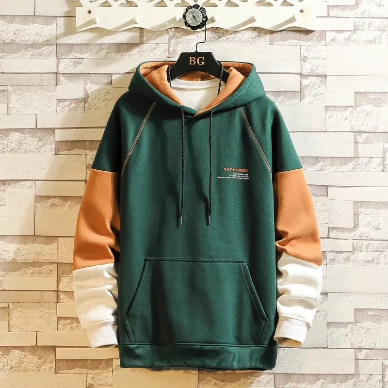 Mens Hip Hop Color Block Patchwork Hoodie Large Size Thick Long Sleeve With Stitching 201113 From Bai06 36.34 DHgate.Com