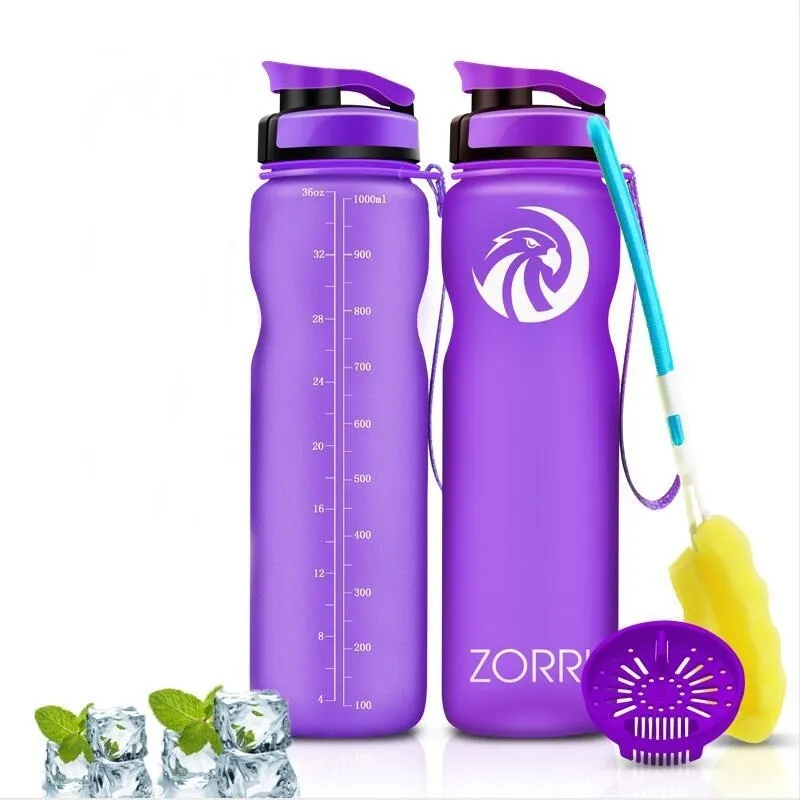 Zorri Gym Bottle Protein Shaker Sports Waterbottle Outdoor Bicycle Cross-Country Tour Adult/Kids Water Bottelas Para Agua 201128
