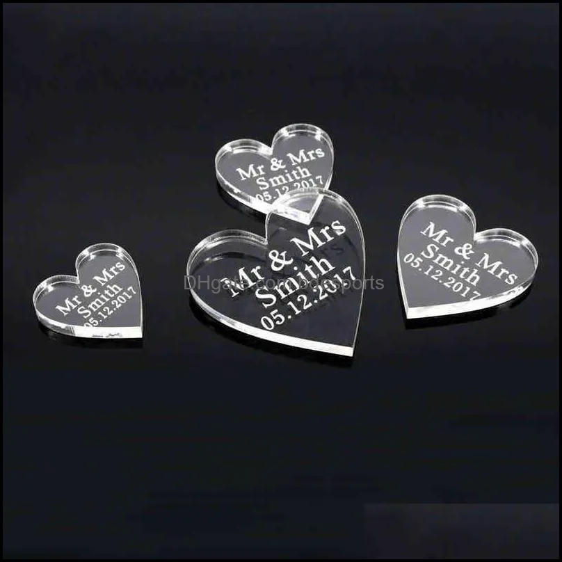 100x Personalized Laser Engraved Love Hearts Centerpieces Gold / Silver Mirror / Wood Tags Wedding Party Table Decoration Favors