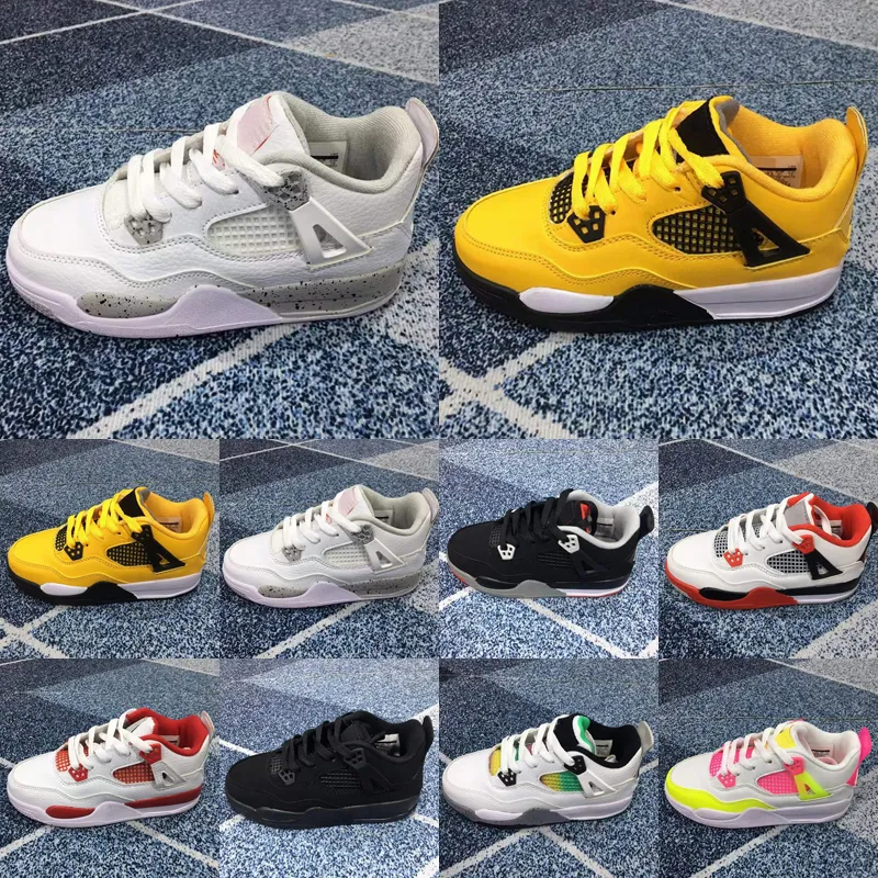 Outdoor Shoes Kids 4S IV Motorsport Lighting Camo Bred Childrens Toddler Pink IV 4 Pure Money Black Cat Boys White Cement Cool Grey Sneakers