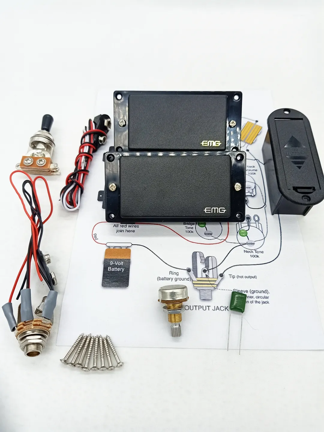 DHgate에서 확인하는 인기 Active Humbucker 픽업 세트 향상된 톤 및 선명도를위한 활성 9V 전원 공급 장치를 갖춘  높은 출력 전기 기타 픽업