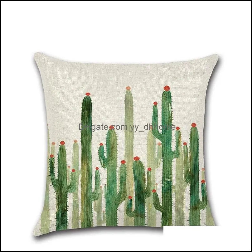 Cute Colorful Cactus Printed Cotton Linen Cushions Cover Car Bedroom Sofa 18`` Pillow Cases Creative Home Decoration Pillowcases