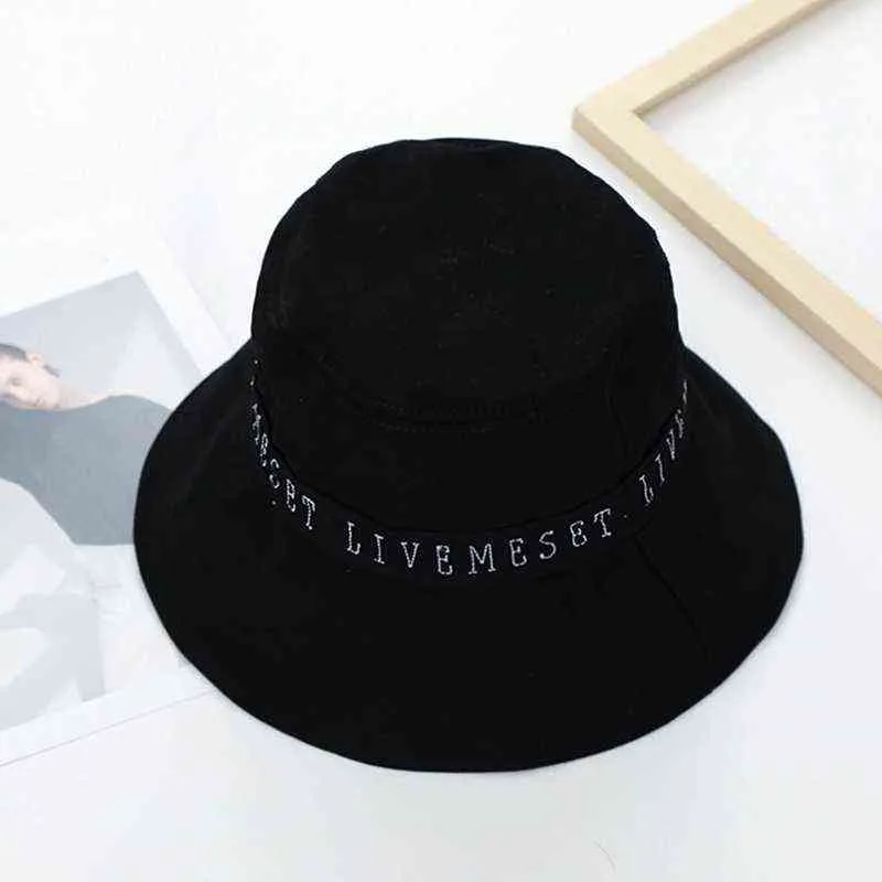 Bucket Cappelli per signore all'aperto pieghevole cappello da sole nero bianco lettera cappelli moda casual basin cap G220311