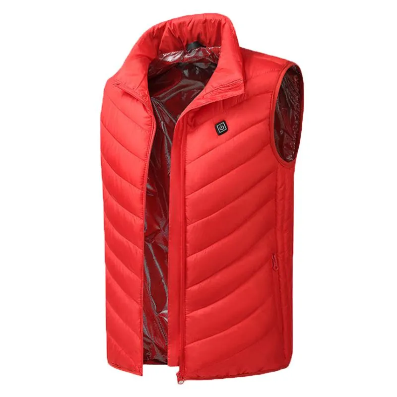 Mode-gilets pour hommes Hommes hiver chaud USB gilet chauffant décontracté manteau sans manches hommes en fibre de carbone veste électrique mâle marque vêtements