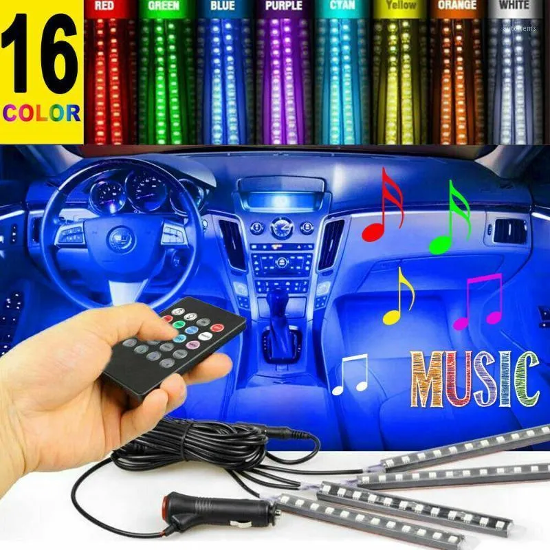 OKEEN LED voiture pied lumière ambiante lampe avec USB sans fil télécommande musique plusieurs Modes automobile intérieur décoratif lumière1