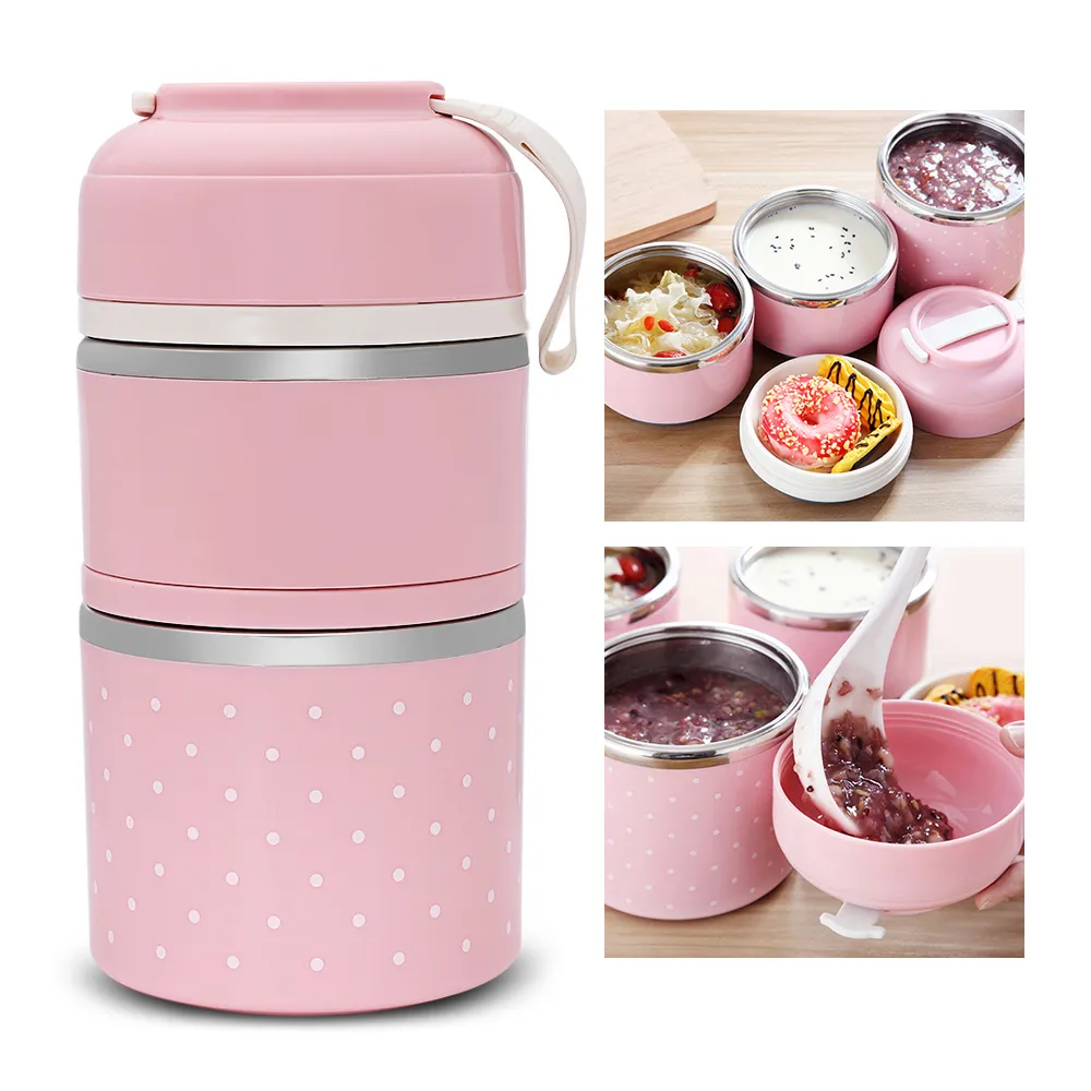 Contenitore termico colorato per il pranzo Contenitore per alimenti in acciaio inossidabile Contenitore per alimenti carino mini giapponese Bento Box a prova di perdite Scatola da picnic T200710