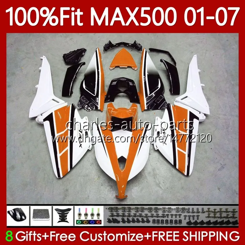 Corps OEM Pour YAMAHA TMAX500 MAX-500 TMAX-500 Blanc orange 2001 2002 2003 2004 2005 2006 2007 109No.93 T-MAX500 TMAX MAX 500 T MAX500 01 02 03 04 05 06 07 Carénage d'injection