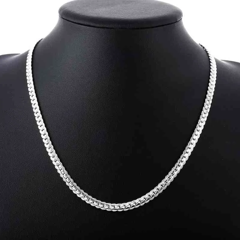 45-60CM 925 Sterling Silver 6mm width Fine Necklace Chain For Woman Men Fashion Wedding Engagement Jewelry