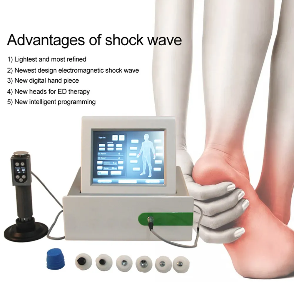 Dhl gratuito, attrezzatura medica per terapia ad onde d'urto extracorporea / macchina per alleviare il dolore al ginocchio della gamba / macchina per apparecchiature per terapia ad onde d'urto per uomo ED