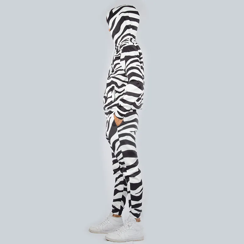 Harajuku 3D Black While Zebra Unisex tracksuit s - UJWI