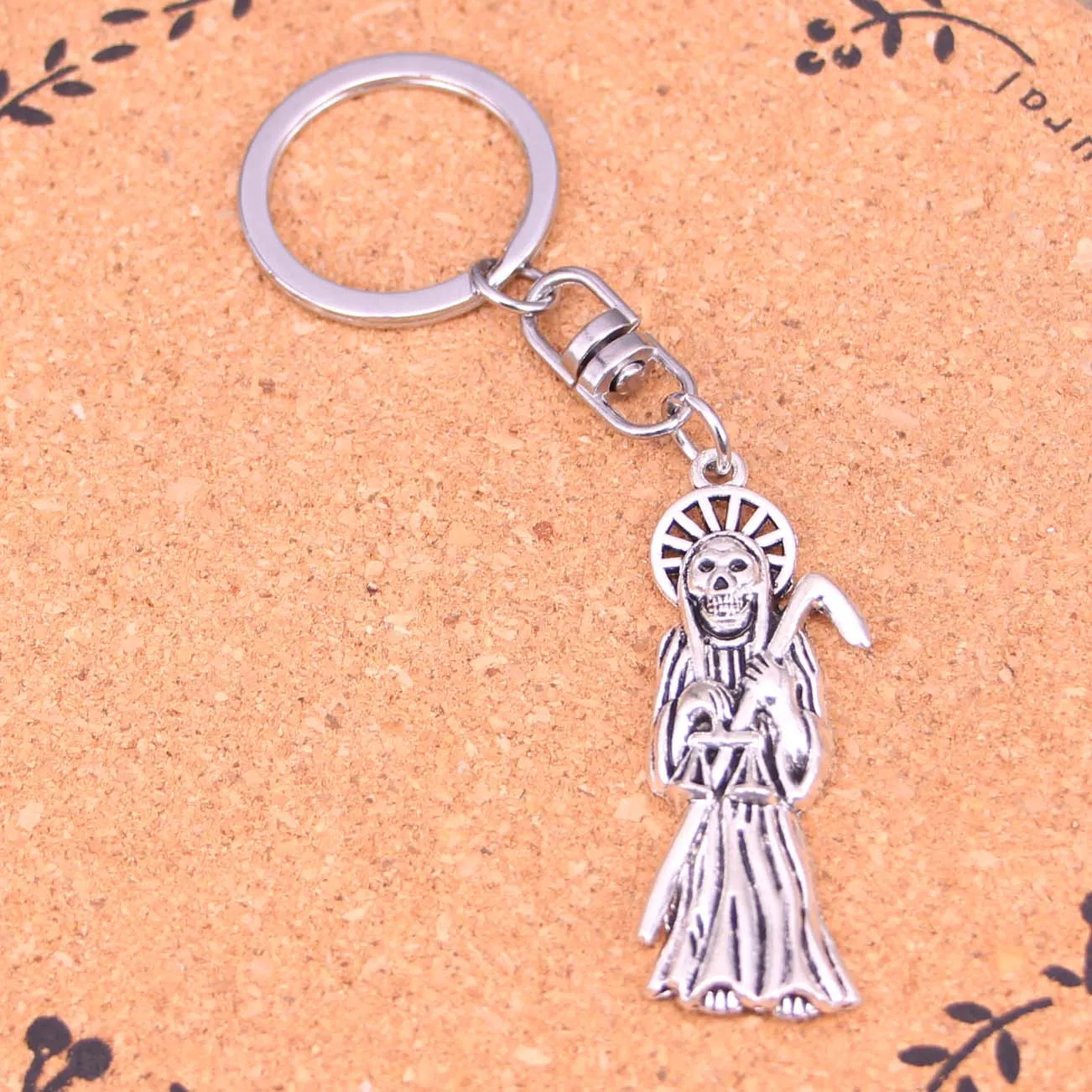 Mode porte-clés 51*19mm faucheuse mort pendentifs bijoux à bricoler soi-même voiture porte-clés porte-anneau Souvenir pour cadeau