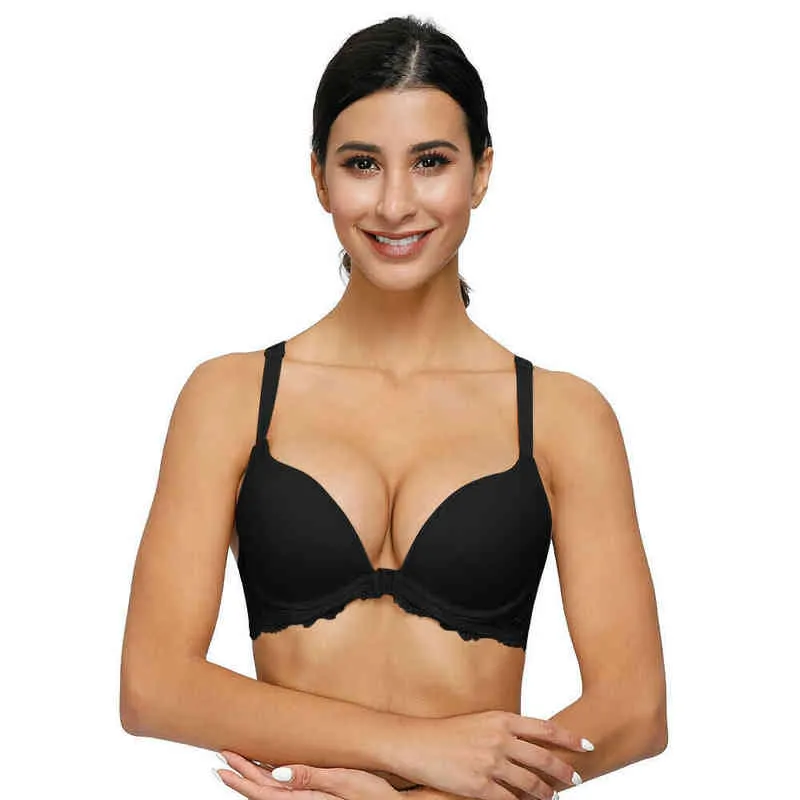 YBCG Push Up Bra Front Closure Lace Hollow Y Line Strap Lingerie