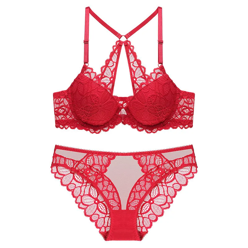 Frete Grátis Sexy Lingerie SET Push Up Brassiere 3/4 Cup Mulheres Underwear 2019 New Sutiã e Calcinha Set Mulheres Embroidery Lingerie LJ201031