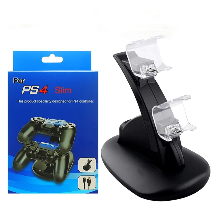 LED Dual Charger Dock Mount USB Laddningsställ för PlayStation 4 PS4 PS4 Pro Xbox One Gaming Wireless Controller med Retail Box Eppacket